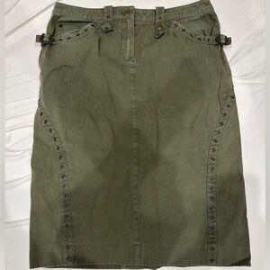 Christian Dior Khaki Green Buckle Cargo Skirt